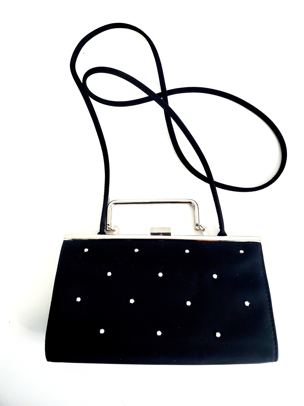 Liz Claiborne Black Satin Crystal-Stud Evening Clutch